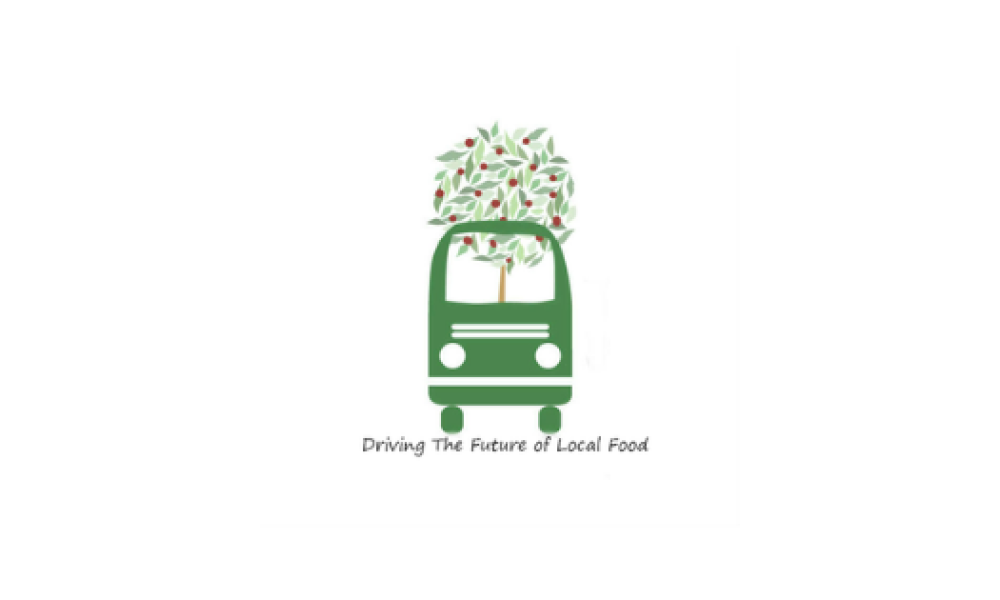 Association of Gleaners  logo with black font under a green bus carrying a tree