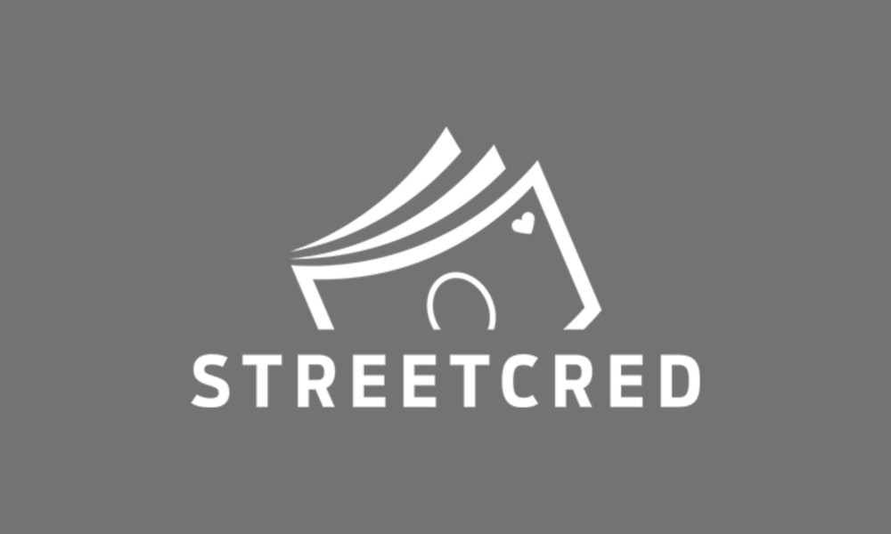 Streetcred logo with gray background and white text