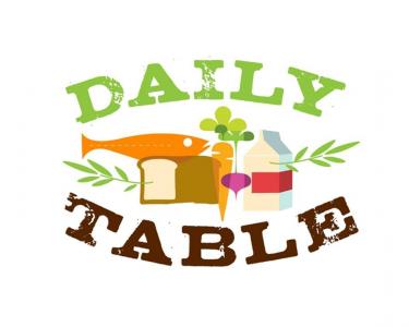Daily Table logo with the word daily in green font and the word table in black font 